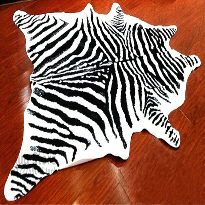 Zebra Print Rug Faux Animal Cowhide Skin Area Rug Leather Carpet Mat Large Size - Image 7