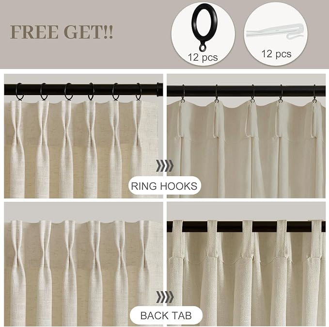 IVAPUPU Pinch Pleated Curtains 90 Inch Long - Image 3