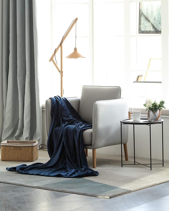 KMUSET Fleece Blanket Navy Queen Size Lightweight Cozy Plush Microfiber Solid - Image 5