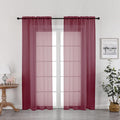 OWENIE Burgundy Red Sheer Curtains 72 Inches Long 2 Panels Set, Transparent by OWENIE