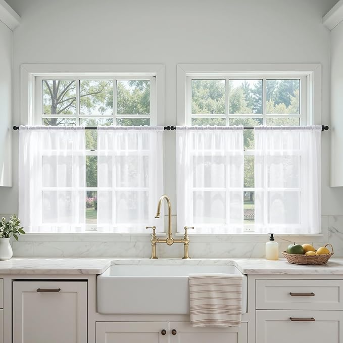 MIULEE White Curtains 24 Inch Length by MIULEE