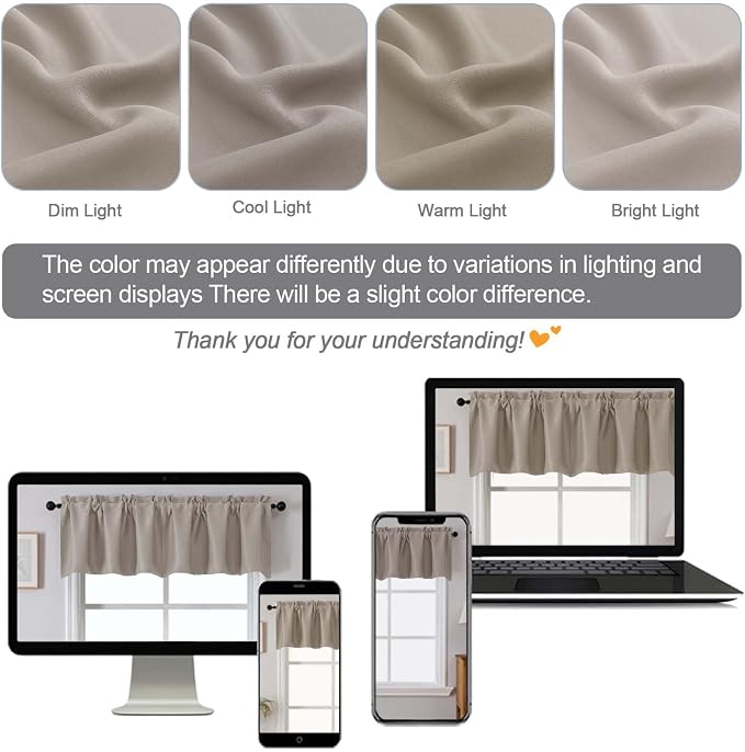 Chyhomenyc Blackout Valances for Windows, Short Window Valance Curtains for - Image 5