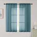 Sheer Dusty Blue Curtains for Bedroom Living Room 54 Inch Length 2 Panels Set by WelvetBLK