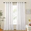 NICETOWN White Linen Curtains 144 inch Length 2 Panels, Grommet Linen Weave by NICETOWN