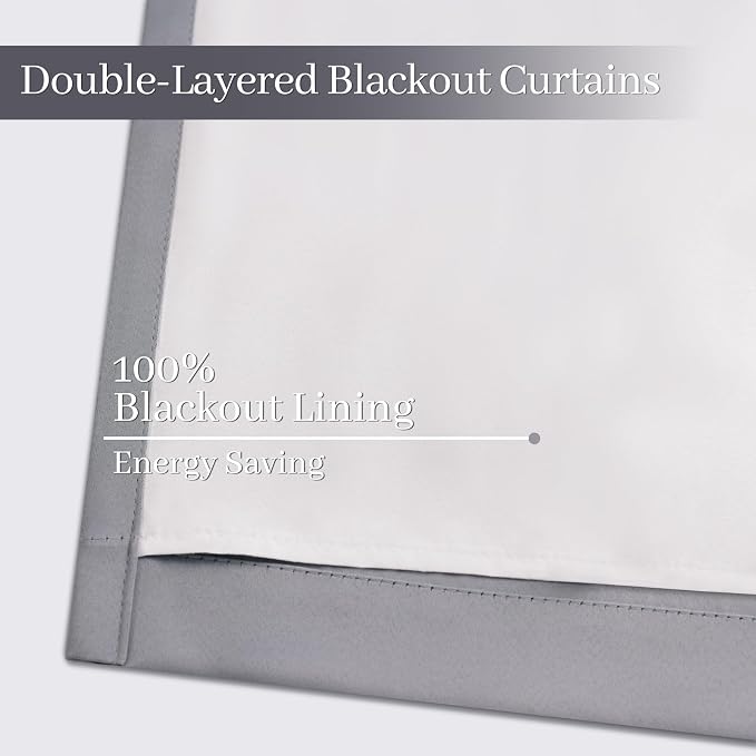 Yakamok Grey Room Darkening 100% Blackout Curtains Grommet Window Treatments - Image 4