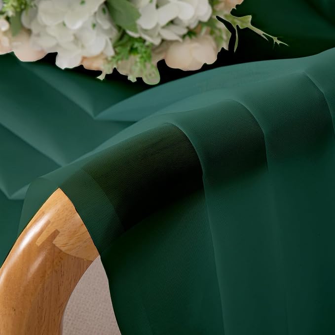 Lecloud Hunter Green Sheer Curtains 54 Inch Length 2 Panels, Voile Light - Image 9