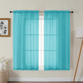 Gwine Turquoise Sheer Curtains for Bedroom 54 inches Long 2 Panels, Light by Gwine