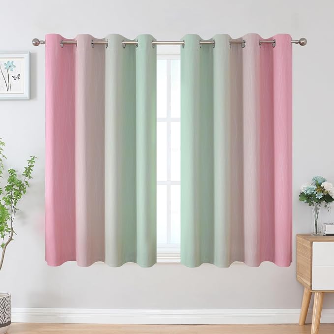 Estelar Textiler Sage and Pink Blackout Curtains 54 Inch Length, Light Blocking - Image 2