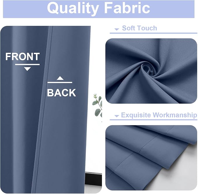 Simplebrand Ava Denim Blue Short Blackout Curtains - Image 2