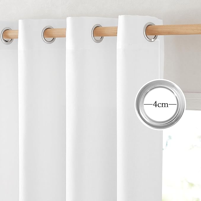 NICETOWN White Linen Curtains 90 inches Long, Grommet Thick Linen Blend Privacy - Image 2