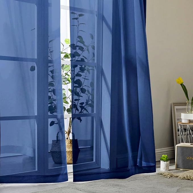 Sheer Curtains 63 Inch Length 2 Panels Set - Image 8