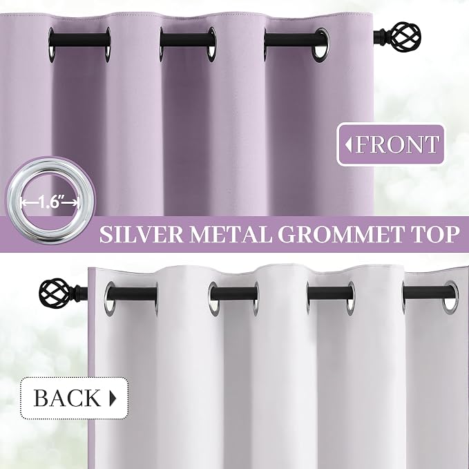 Yakamok Lilac 100% Blackout Curtains 84 Inches Long - Image 3