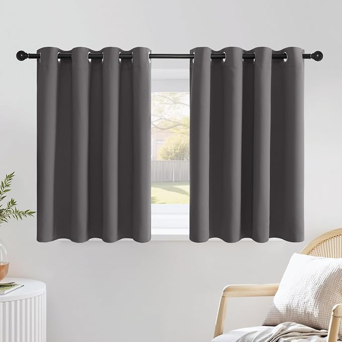 NICETOWN Grey Kitchen Curtains for Windows, Grommet Thermal Insulated Solid by NICETOWN