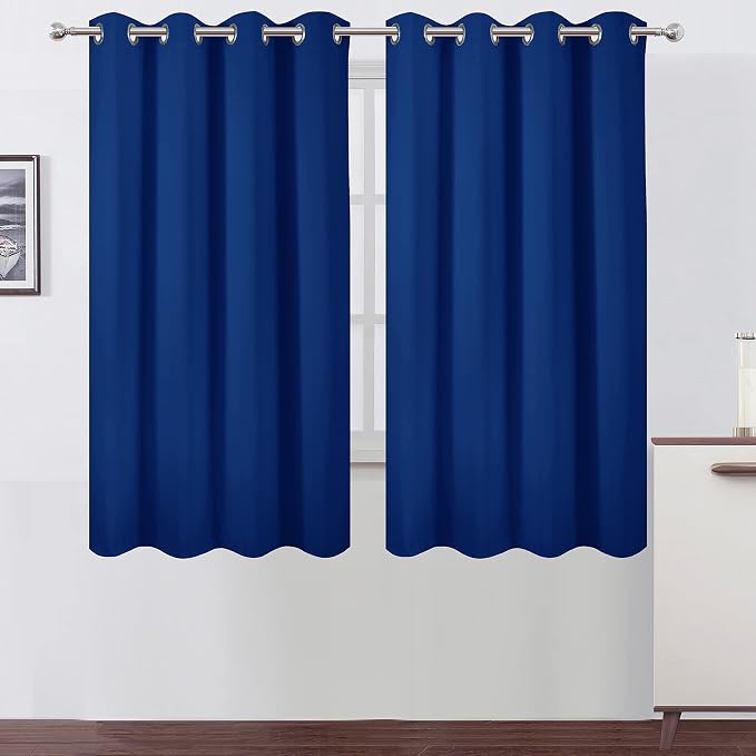 LEMOMO Blackout Curtains 52 x 63 inch/Royal Blue Curtains Set of 2 by Lemomo