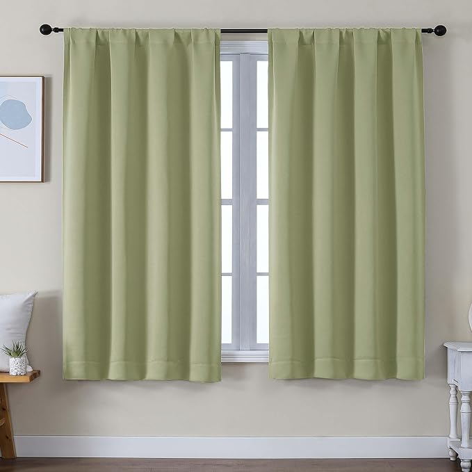 Simplebrand Ava Sage Green Blackout Curtains by Simplebrand
