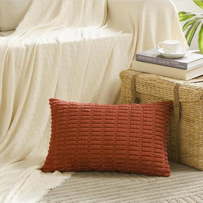 Fancy Homi 4 Packs Boho Burnt Orange Fall Decorative Throw Pillow Covers 12x24 - Image 2