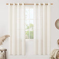 LAMIT Cream Linen Curtains 80 inches Long 2 Panels Set, Sheer White Light by LAMIT