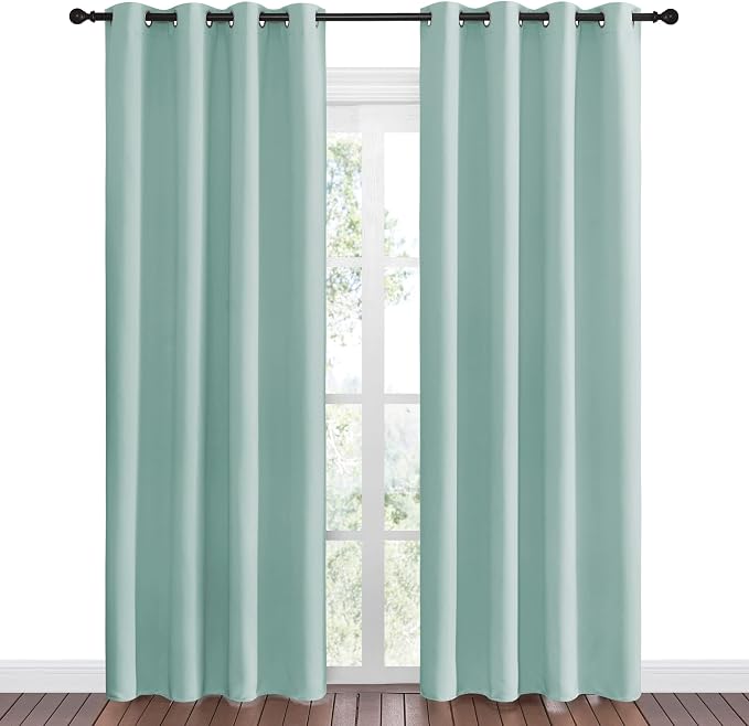NICETOWN Aqua Blue Blackout Curtains 86" Long - Image 2