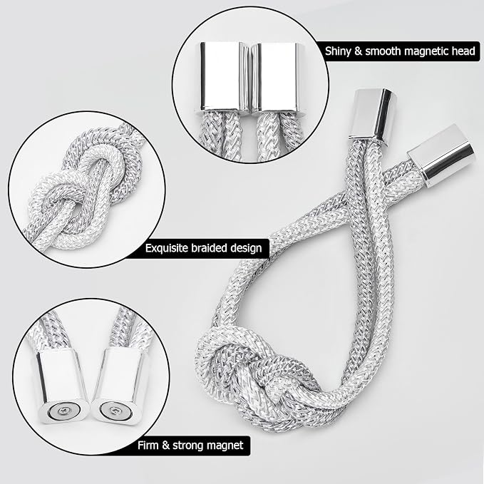 NICEEC 2 Pack Mini Magnetic Curtain Tiebacks Nordic Simple Style Drape Tie - Image 3