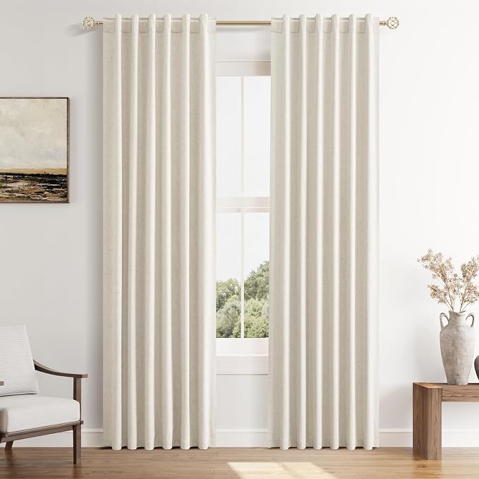 Guken 100% Blackout Linen Curtains 42 Inch Wide by 84 Inch by Guken