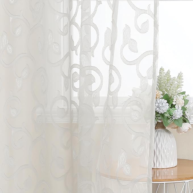 OWENIE Furman Ivory Sheer Curtains 96 inches Long - Image 6