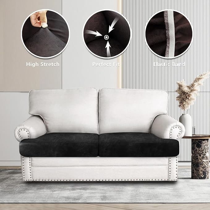 Leather Look Couch Cushion Covers Sofa Seat Slipcovers Sets Couches Furniture - Image 6