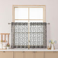 Chyhomenyc Charcoal Grey Sheer Curtains 30 Inch Length, Light Filtering Leaf by Chyhomenyc