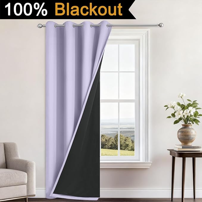 Yakamok 100% Blackout Curtains 84 Inches Long, 2 Thick Layers Heat and Full - Image 2