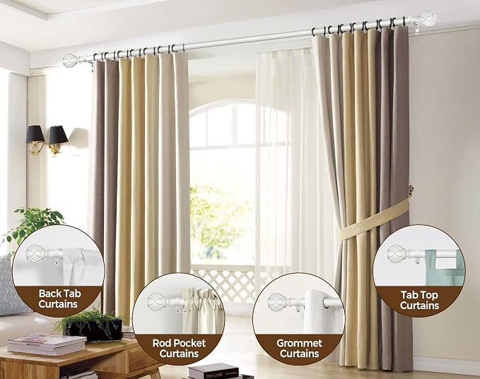 KAMANINA White Curtain Rods for Windows 72 to 144 Inches Long Heavy Duty - Image 4