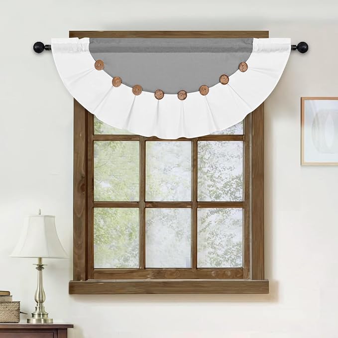 FRAMICS Farmhouse Valance Curtains, Boho Cotton Linen Kitchen Valance, Country - Image 7