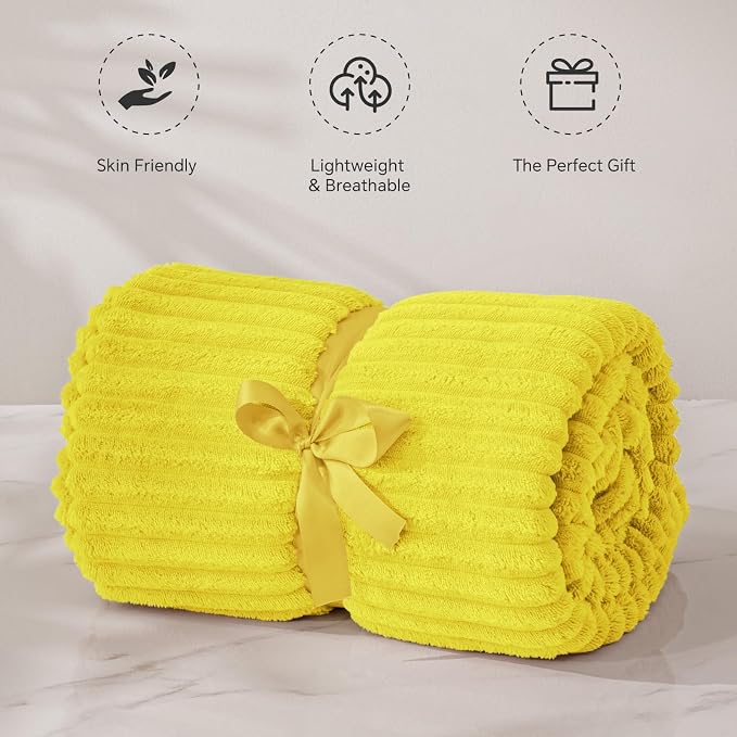 BEDELITE Fleece Blanket Twin Size – 3D Ribbed Jacquard Soft and Warm Decorative - Image 5