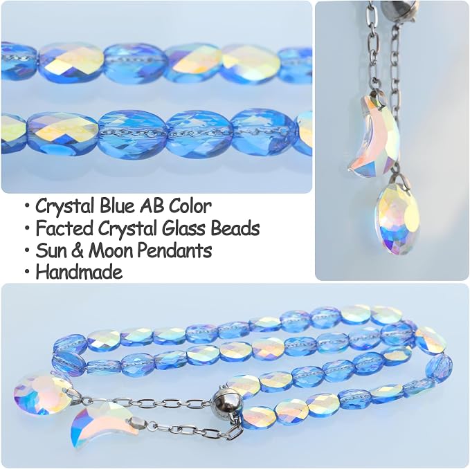 PEDOBO Magnetic Curtain Tiebacks, 2 Pack Crystal Beaded Sun & Moon Pendants - Image 2