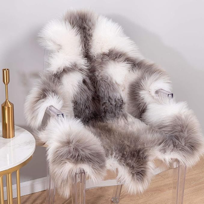 Carvapet Soft Fur Rugs Fake Reindeer Hide Area Rug Fluffy Faux Fur Carpet - Image 2