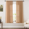 Nanspring Camel Linen Curtains 63 Inches Length 2 Panels Set by Nanspring