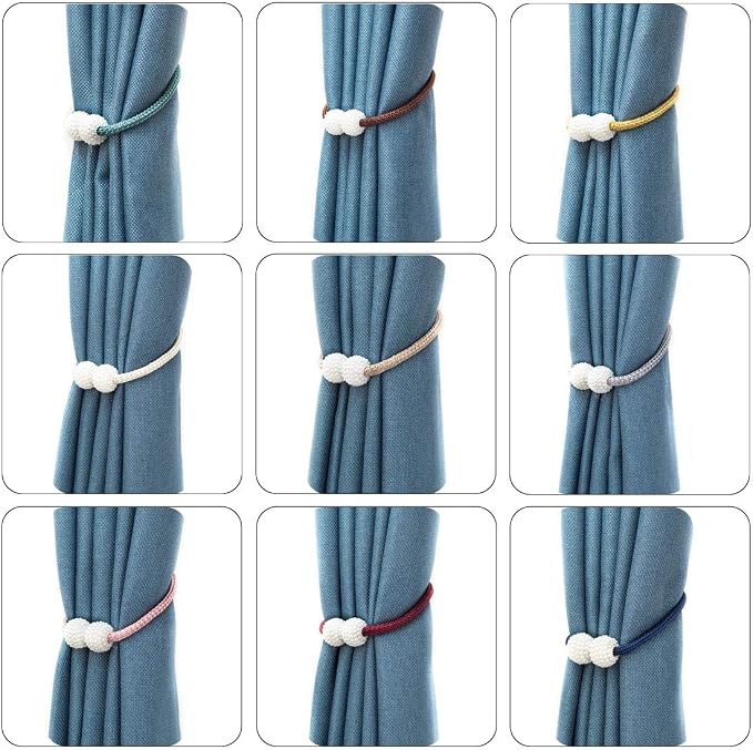 Melaluxe 2 Pack Magnetic Curtain Tiebacks, Decorative Curtain Holdbacks - Image 4