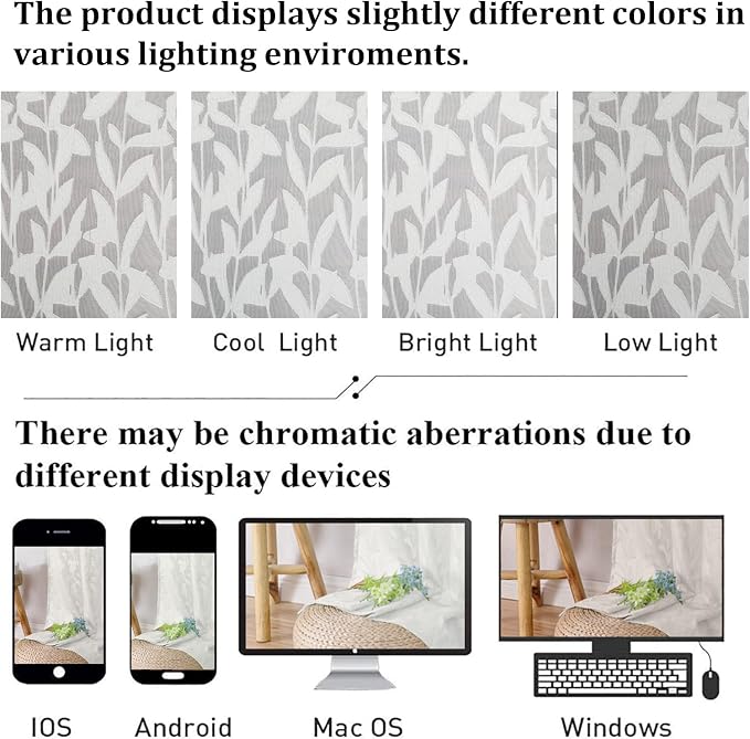 Lecloud Leia 2 Panels Sheer Ivory Curtain 54 Inch Length, Light Reducing - Image 5