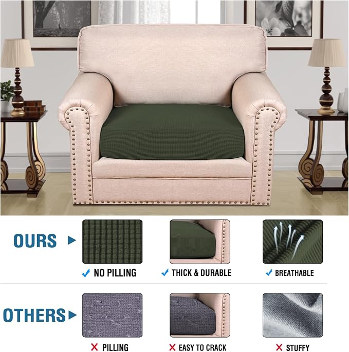 H.VERSAILTEX Super Stretch Individual Seat Cushion Covers Sofa Covers Couch - Image 2