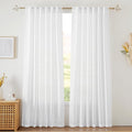 RYB HOME White Sheer Curtains Linen Texture Window Panels, Semi Sheer Light by RYBHOME