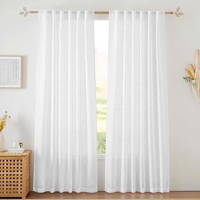 RYB HOME Sheer Curtains White 90 inches Long by RYBHOME