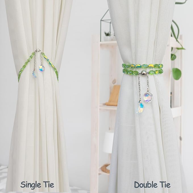 PEDOBO Magnetic Curtain Tiebacks, 2 Pack Crystal Beaded Sun & Moon Pendants - Image 4