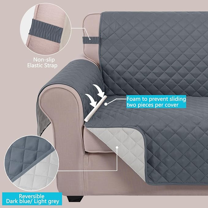 U-NICE HOME Reversible Oversized Chair Covers Quilted Water Repellent Pet - Image 3