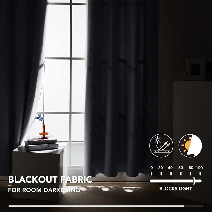 Deconovo Designer Series Silver Cubic Print Room Darkening Curtains - Image 4