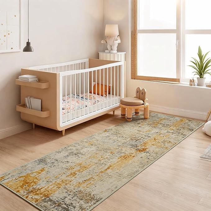 Runner Rug for Kitchen Beige Hallways Runner Rug Non Slip 2'6''x8' Washable - Image 4