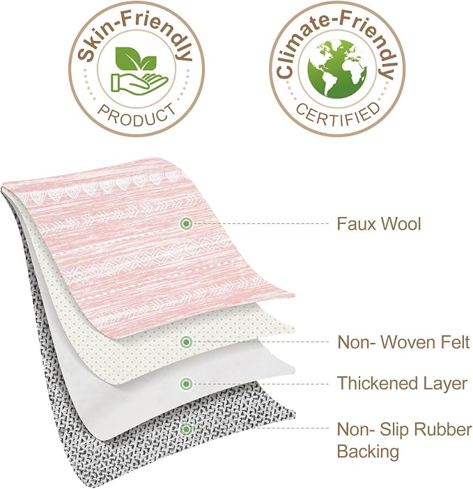 Nakagishi Pink Rugs for Bedroom Girls: 4x6 Washable Boho Large Neutral Area Rug - Image 8