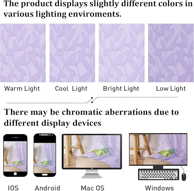 Lecloud Leia Light Purple Sheer Curtains 14 Inch Length 2 PCS, Dual Rod Pockets - Image 4