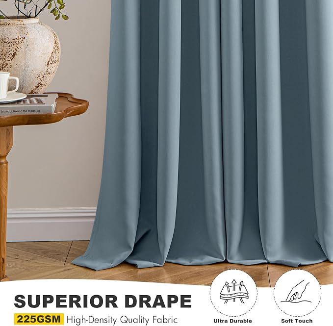 MIULEE Blackout Curtains for Bedroom 2 Panel 40 x 54 Inch Long Greyish Blue | - Image 5