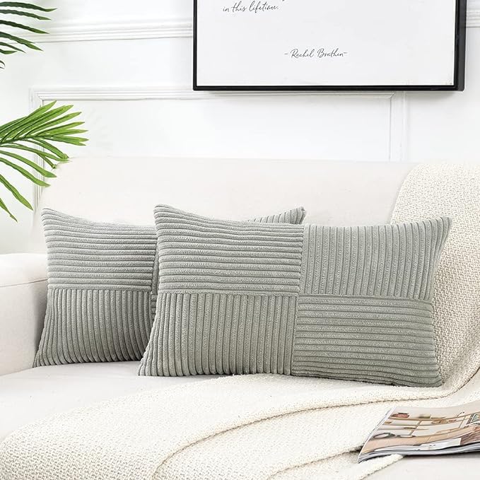 Fancy Homi 2 Packs Grey Lumbar Decorative Throw Pillow Covers 20x28 Inch by Fancy+Homi