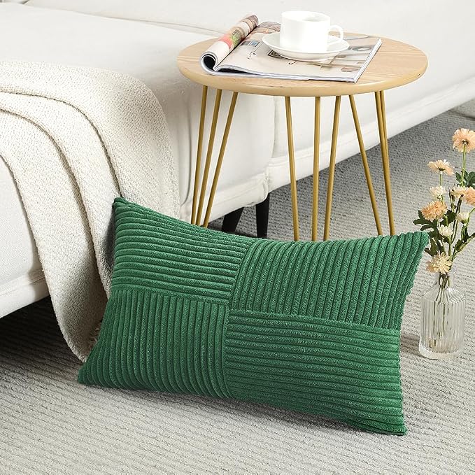 Fancy Homi 2 Packs Green Lumbar Decorative Throw Pillow Covers 12x20 Inch - Image 2