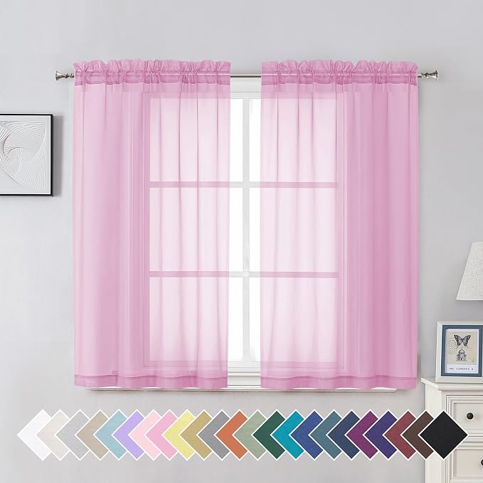 Aiyufeng Pink Sheer Curtain Window Drapes by Aiyufeng