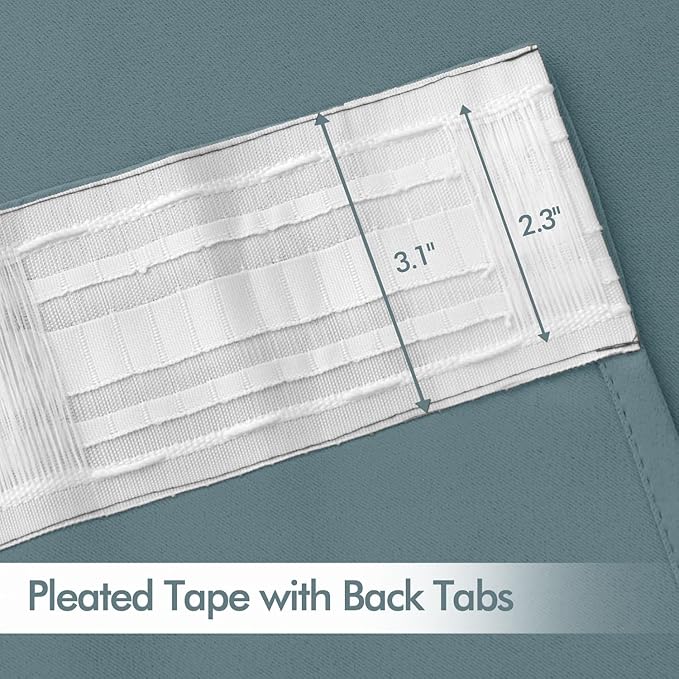 MIULEE Greyish Blue Back Tab Blackout Curtains 102 Inch Long 2 Panels Set - Image 4